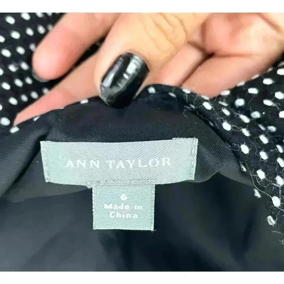 Ann Taylor Dress Black Strapless White Polka Dot Sheath Built-in Bra Size 6 - Picture 3 of 16